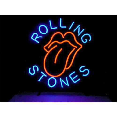 NEON SIGN For ROLLING STONES SIGN Signboard REAL GLASS BEER BAR PUB display christmas Light Signs 17*14"