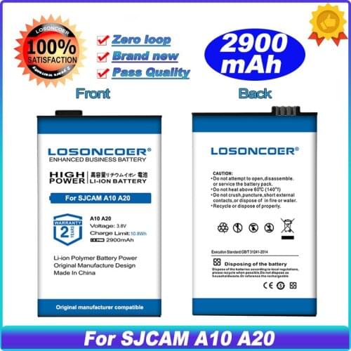 New Battery 2900mAh For SJCAM A10 A20 Action Caemra Battery