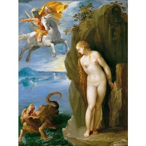 Nude figurative painting canvas portrait art poster picture court painting Giuseppe Cesari Perseus and Andromeda