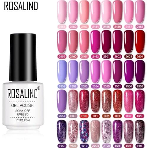 ROSALIND Purple Color Gel Nail Polish Semi Permanent Nail Art Gel All For Manicure Gellak Need Base Top Primer Varnishes