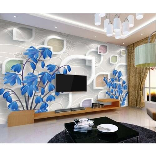 Custom 3D floral wallpaper. Elegant beautiful blue flower for the living room bedroom TV background wall waterproof wallpaper