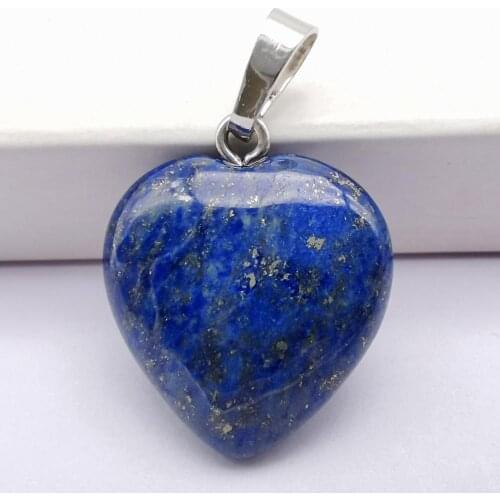 Natural Lapis Stone GEM Heart Pendant Lucky Jewelry S3029