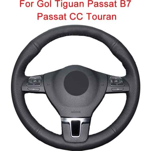DIY Car Steering Wheel Cover For Volkswagen Golf VW Tiguan Passat B7 Passat CC Touran Jetta Mk6 Magotan Sagitar Steering Wrap
