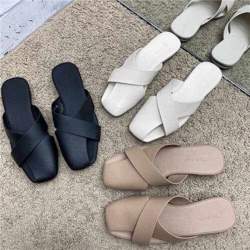 Zapatos De Mujer Travel Holiday Summer Beach Sandals Square Toe Flats Flip Flops Designer Ladies Slides Casual Outdoor Slippers