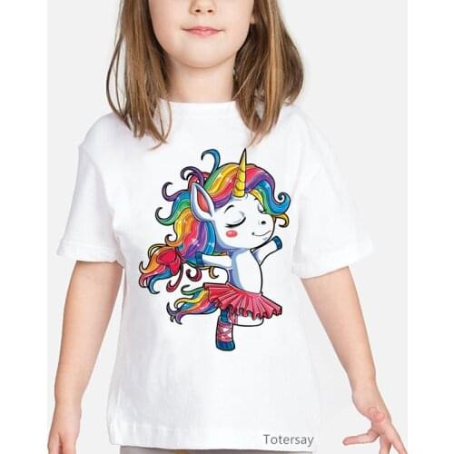 Funny Ballet Dancer Unicorn tshirt Kids Girls Rainbow Ballerina Gifts Party t-shirt camisetas cute casual children clothing tops