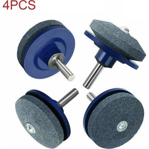 4xFaster Lawn Mower Sharpener Lawnmower Blade Sharpener Universal Grinding Rotary Drill Cuts 50x50x47mm Garden Lawn Mower Parts
