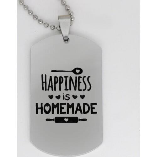 Ufine jewelry fashion family gift pendant army card Happiness is homemade stainless steel customed necklace N4127