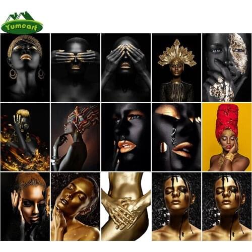 Yumeart Black and White Gold Human Body Diamond Painting Modern Woman Ornamental Embroidery Mosaic Wall Home Decor Living Room