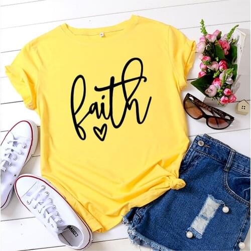 Summer Tops for Women T-shirt Harajuku Faith Letter Print Goth T-shirt Aesthetic Women Clothing Oversized Tshirt Kawaii Clothes