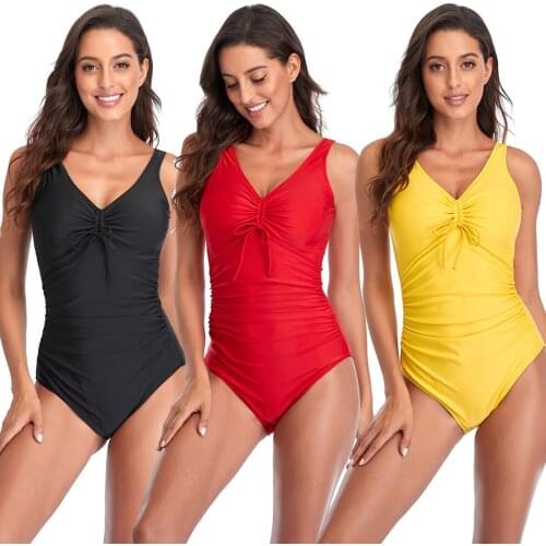 Womens Monokini Tummy Control 1 Piece Swimwear Racerback Surf Bathing Suit Set V Neck Ruched Pulling Lacing Swimsuits Bikinis