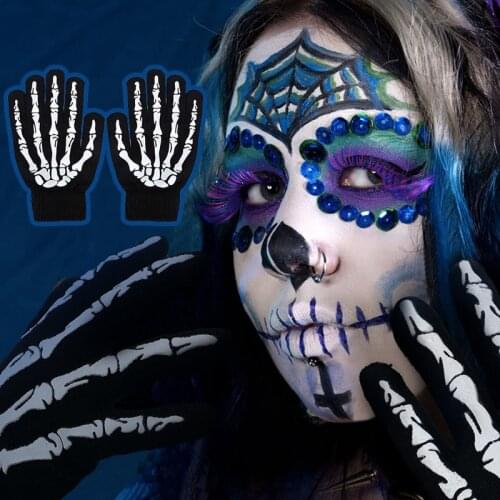 1 Pairs Halloween Women men Gloves Girls Boys Horror Skull Claw Bone Skeleton Gloves Riding Multi Gloves Clothes Accessories Hot