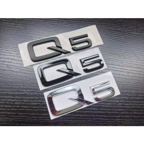 1X Chrome Glossy Matt Black ABS for Q5 Car Rear Bumper Trunk English Letter Emblem Sticker Badge Car Styling Logo Accessories