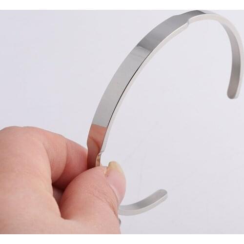 100% Stainless Steel C Open Cuff Bangle For Engrave Metal Stamping Blank Cuff Bangles 60mm Mirror Polished Wholesale 10pcs