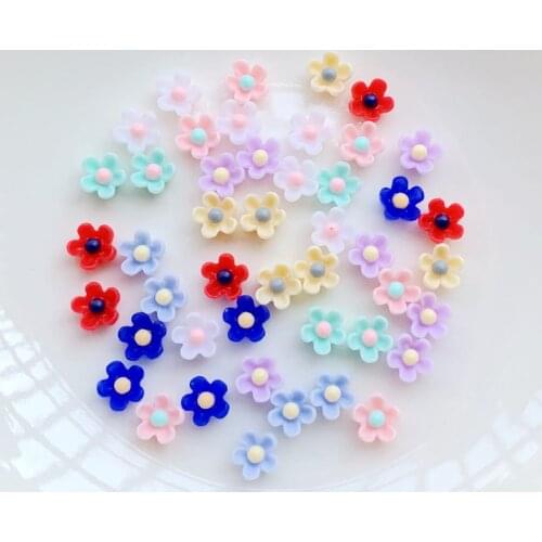 100PCS 6MM Beautiful mini flower resin flat back rhinestone nail art deco scrapbook DIY jewelry accessories materials crafts