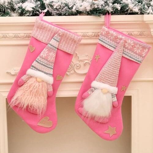2 Pcs Christmas Stockings Xmas Stockings Decorations Santa Claus Gift Candy Bag for Holiday Party Home Decoration