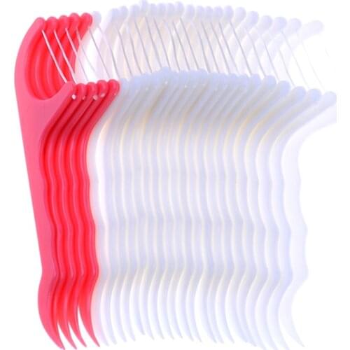 25 Pcs/Lot Disposable Floss Pick Dental Flosser Interdental Brush Teeth Stick Toothpicks Oral Gum Teeth Cleaning Care