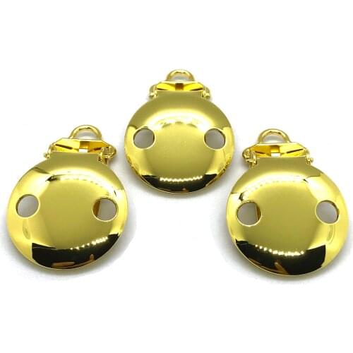 25pcs Small Loop 5mm GOLD COLOR 2 Holes Pacifier Clips Suspender Clips EN-12586