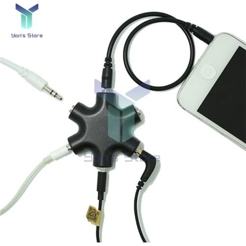 3.5mm Earphone Audio Splitter 1 Male to 1 2 3 4 5 Female Cable 5 Way Port Aux Music Sound Output Cables Stereo Headset Extension