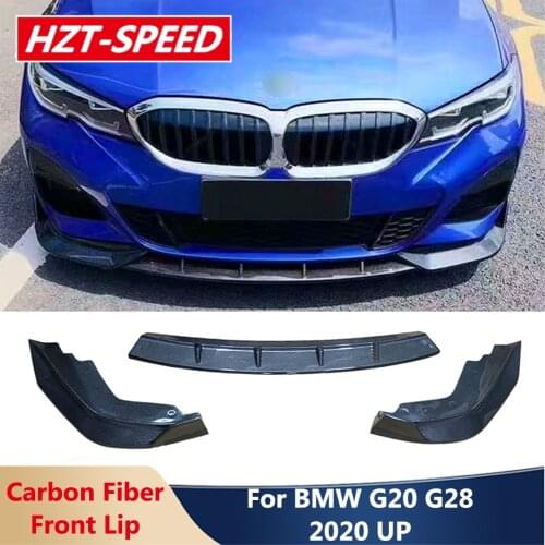 3 Cuts FD Style Real Carbon Fiber Front Lip Bumper Spoiler Chin Shovel For BMW 3 Series G20 G28 Modify 2020 Up Car Body Kits