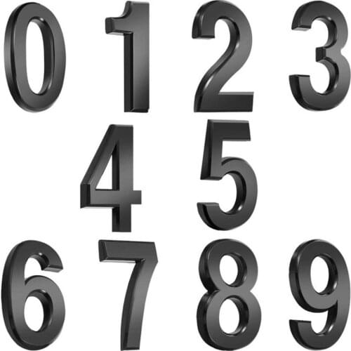 3D 0-9 Digital Modern House Number Sticker Digital Advertising Word Plastic Golden Hotel Apartment Door Sticker Number Room