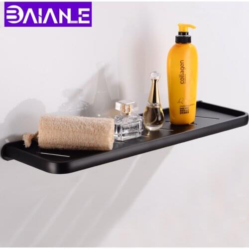 50cm Black Bathroom Shelf Corner Space Aluminum Bathroom Shelves Shower Storage Rack Wall Mounted Decorative Phone Paper Holder