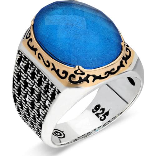 925 Sterling Silver Ring For Man Real Pure Zircon Amethyst Ruby Onyx Stones Handmade Turkish Jewelry