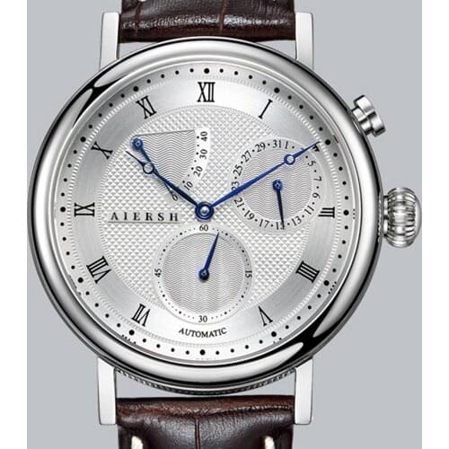 AIERSH Men's Watch With Leather Strap