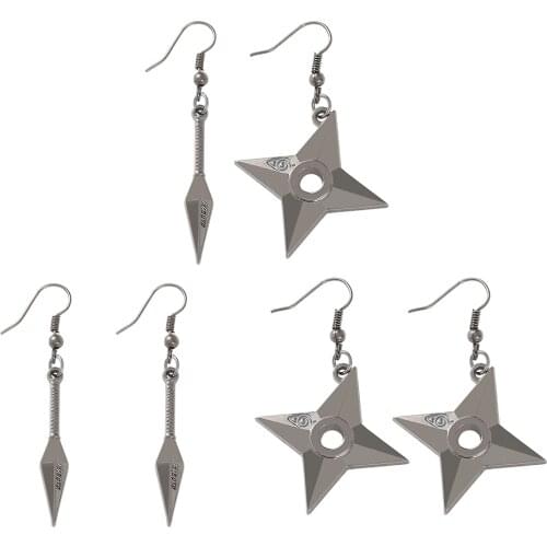 Anime Character Rhombus Weapon Earrings Orochimaru Logo Weapon Shuriken Men Women Popular Accessories Earrings Cosplay Gifts