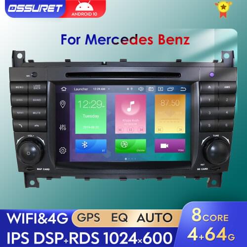 Android 10 For Mercedes Benz W203 2004-2007 W209 CLC W203 2008-2010 4GB 64GB Car Multimedia DVD GPS Navigation Player 2 Din RDS