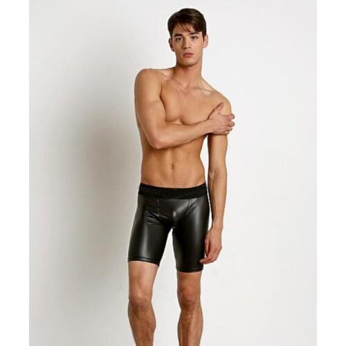 Free shipping Men sexy low-waist tight imitation leather pants leggings patent leather nightclub stage youth underwear