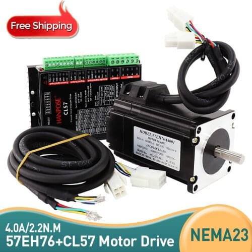 Free Shipping 57EH76A4001+CL57 drive sets 4.0A 2.2N.m NEMA 23 Closed Loop moto 57CME22 DC-20-50v Servo Driver for CNC milling