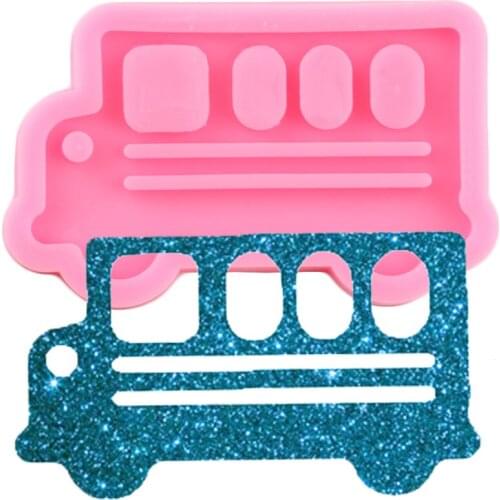 Shiny Glossy Bus Shape Silicone Molds Car Keychain Pendant Clay Mold Crafting Keychain Epoxy Resin Moulds