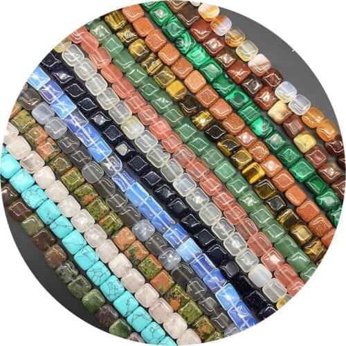 Natural Semi-precious Stone Loose Beads 12mm Square Agate Crystal Rose Quartz Beads For Jewelry Making Necklace Bracelet