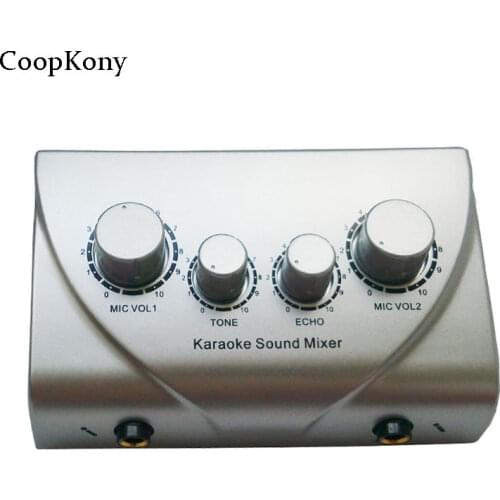 Coopkony Mini Karaoke Microphone Sound Mixer Dual Mic Inputs Microphone Control PC TV NO Amplifier Function Musical Mixer sound