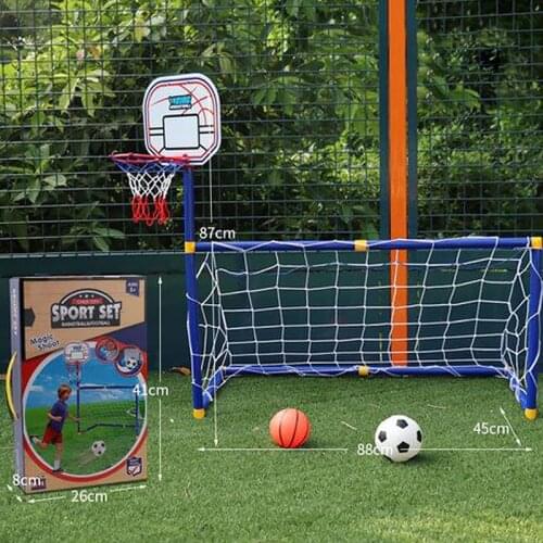 Children Basketball Hoop 2 In 1 Outdoor Sports Toy Kids Football Goal Boys Soccer Toys Mini Basketball Practice Accessories Gift