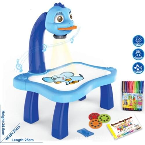 Child Smart Projector Desk With Light and Music Learning Painting Machine Toy Creative Childrens Early Education Toys QJY99