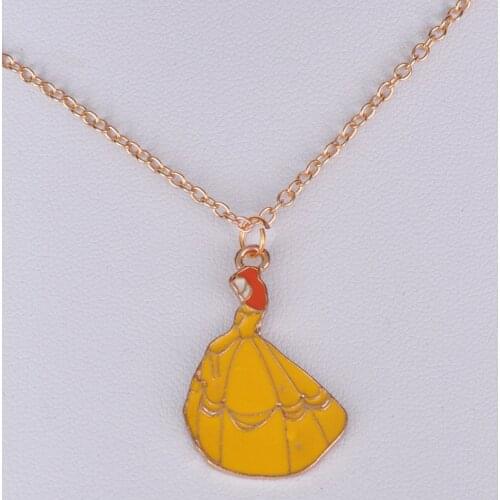 Enamel peacock dance Princess girl pendant necklace gold color link chain necklace jewelry choker women fashion jewellery