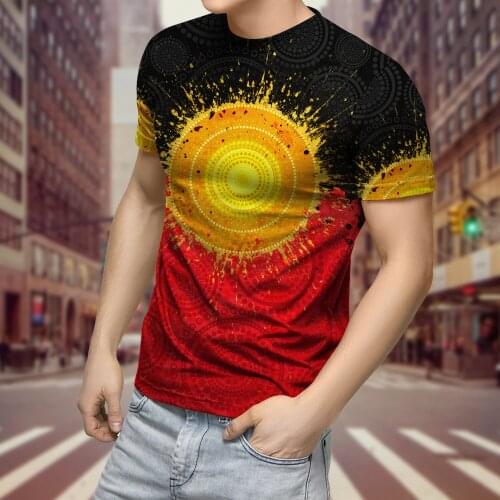 3D Printed T-shirt Aboriginal Flag Indigenous Sun Painting Art Summer Unisex Shirts for Men Short Sleeve Casual O-Neck Tops