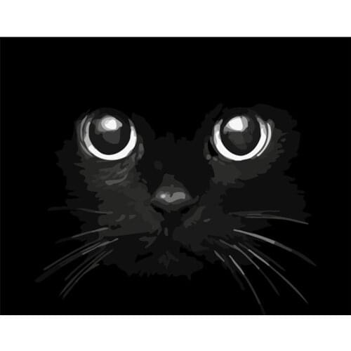 Painting By Numbers DIY Dropshipping40x50 50x65cm terrifying Black cat head AnimalHandmade Gift For Adult Unique Gift Home Decor