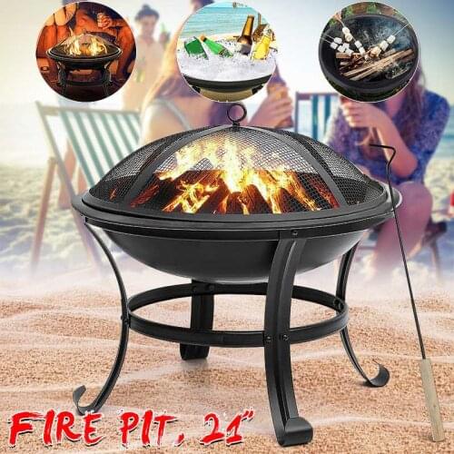 22-inch Steel BBQ Pots Keeping Warm Rust Proof Grill Durable Fire Pit for Outdoor Wood Burning Camping Beach and Bonfire Party