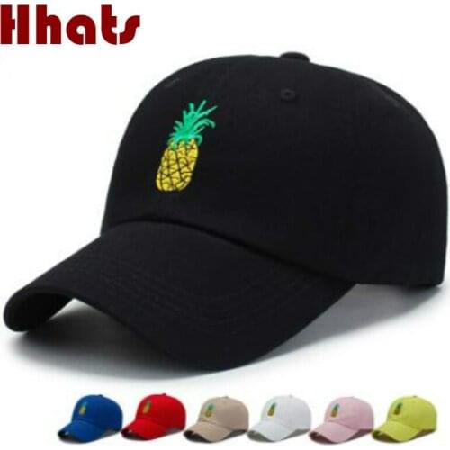 Embroidery Pineapple Dad Hat Cap For Women Adjustable Cotton Fruit Mens Baseball Cap Hip Hop Summer Snapback K Pop Sports Cap