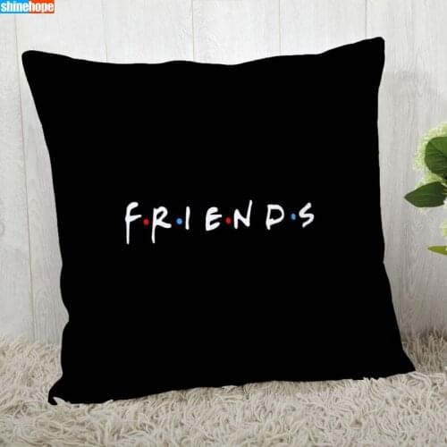 Classic Friends TV Show Funny Quote Printed Black Pillow Case Polyester Square Pillow Case Home Hotel Car Decorative Pillow Case