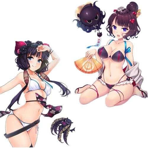 Three Ratels lovely bikini girl beach Sexy girls PVC Anime sticker for car hood laptop motor gift home decora decals