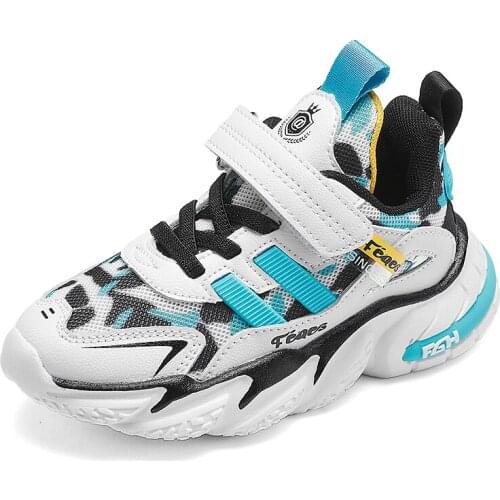 Trend Unisex Many Colors Kids Sport Shoes High Quality Leather and Mesh Boys Girl Sneakers Thick Non-slip Children Shoes Boys