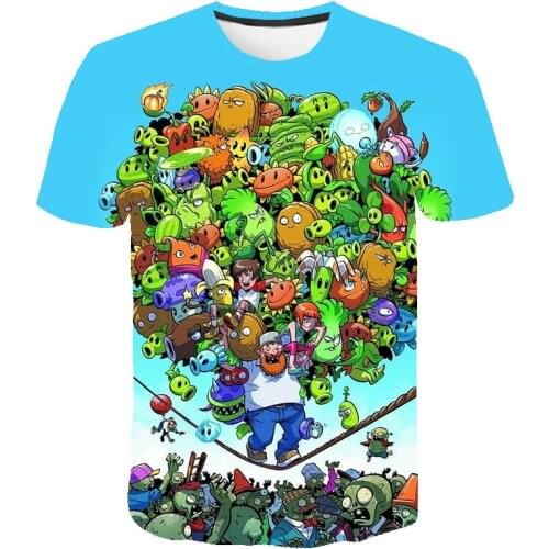 Summer T-shirt Plants Vs Zombies funny t shirt Boys Girls T-Shirt 3d Print casual Childrens Top Short Sleeve Polyester Kids Clo