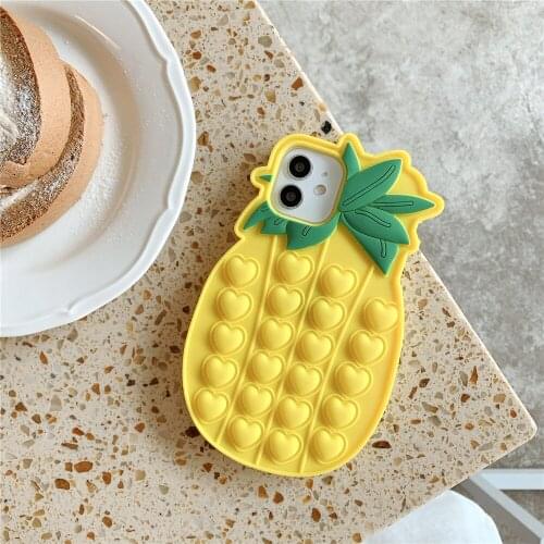 Pineapple Soft Silicone Phone Case for iPhone 12Pro Max 11 7 8 Plus X XR XS MAX Press peas Relax Phone Protective Cover