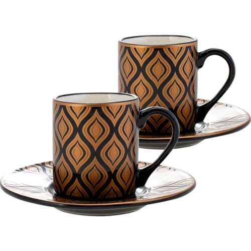 Jumbo Marbling Porcelain Turkish Coffee Cups Boxed Set with 2 Cups and 2 Saucers Mugs Tea Coffeeware Glass Drinkware Specialized