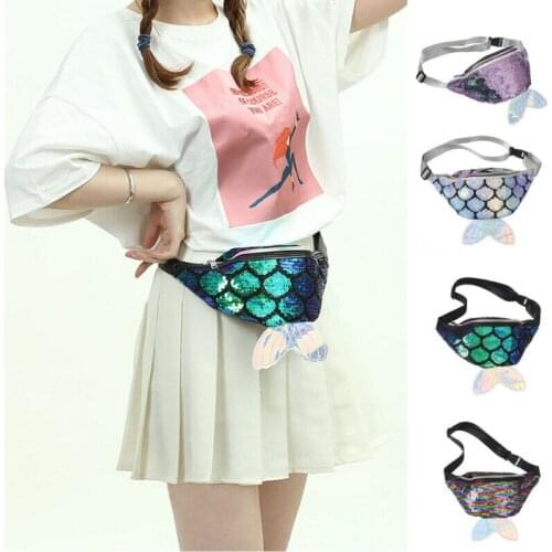 New Women Girls Creative Sequin Mermaid Waist Fanny Pack Belt Bag Chest Pouch Adjustable Hip Bum Bag Small Purse