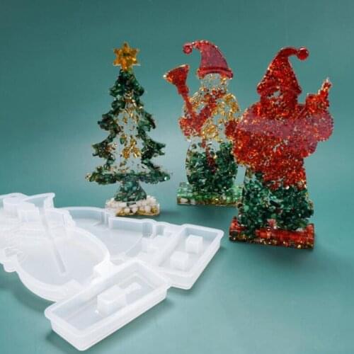 New Transparent Silicone Mould Resin Decorative Christmas Charms For DIY Santa elk ornaments Mold epoxy resin molds for jewelry