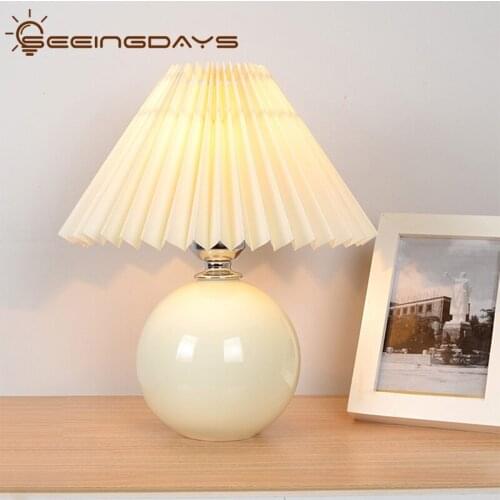 2020 New South Korea Vintage Hundred Fold Ceramic Table Lamps Homestay Photo Atmosphere Childrens Bedroom Ins Small Table Lamp
